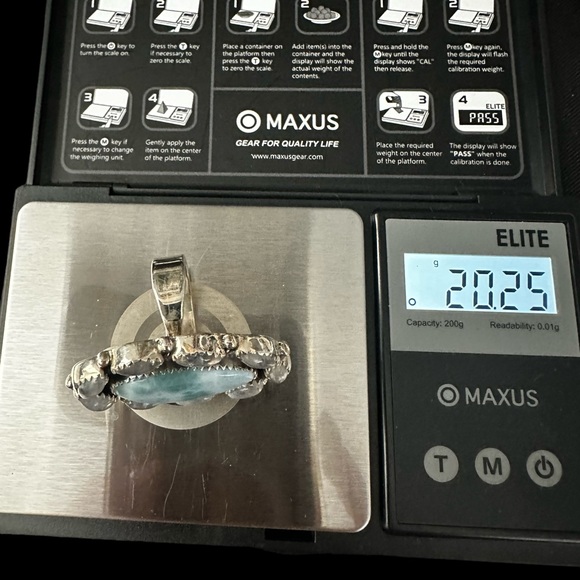 Larimar & Moonstones Ring in Solid Sterling Silver - Picture 5 of 9